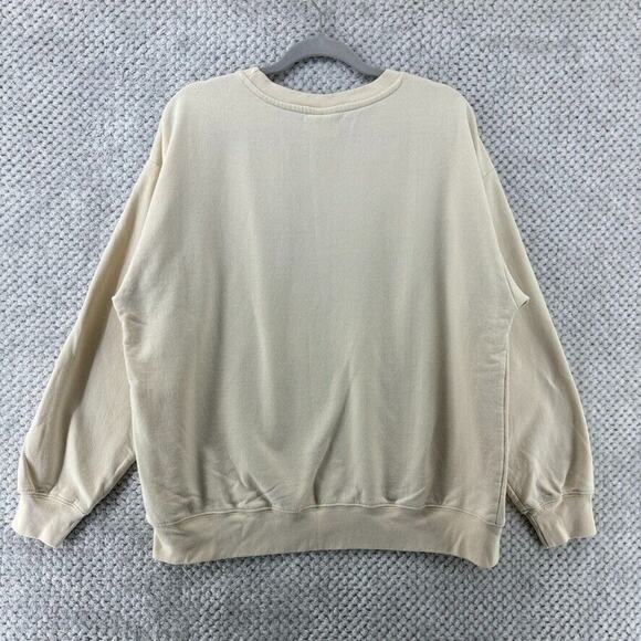 Disney Sweater Womens XXL Cream Mickey Embroidered Crew Neck Plush Lining - Picture 6 of 11